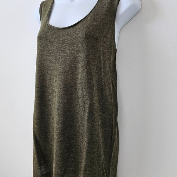 NWT EILEEN FISHER Cyprus Green Fine Merino Wool Jersey U-Neck Shell Top Medium - Picture 2 of 8